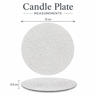 Round Silver Glitter Candle Plate, 15 cm Mirrored Glass Candle Stand