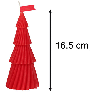 Red Christmas Tree Shaped Candle | Unscented Novelty Xmas Tree Candle - 17cm