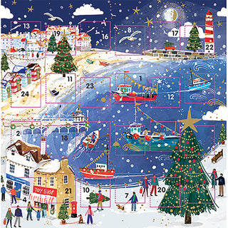 Christmas by the Sea Advent Calendar Greetings Card, 24 Door Seaside Advent