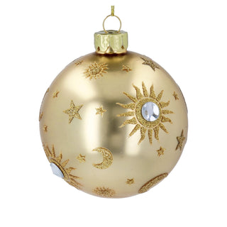 Gold Celestial Glass Christmas Bauble | Sun, Moon & Stars, Gisela Graham 8cm