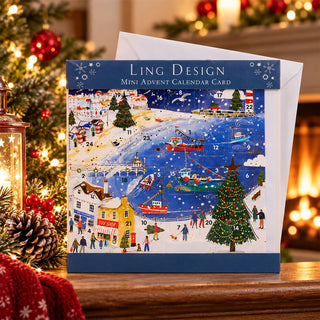 Christmas by the Sea Advent Calendar Greetings Card, 24 Door Seaside Advent
