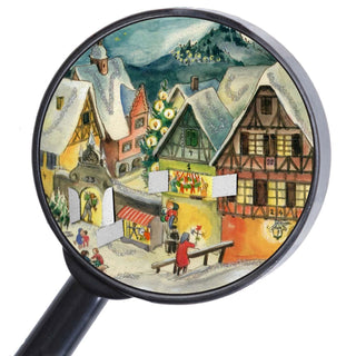 Winter Village Christmas Advent Calendar, 69cm Vintage Style Panorama