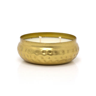 Bohemian Style Gold Metal Candle Bowl | 2 Wick Scented Candle & Holder - 10cm