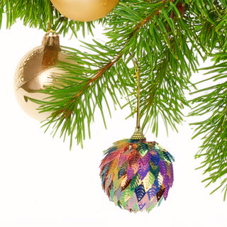 Rainbow Leaf Bauble | Multicoloured Christmas Tree Hanging Ornament - 6cm