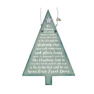 Hanging Frosty Glitter Christmas Tree Song Plaque Decoration ~ Beginning To Look Like Christmas