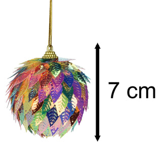 Rainbow Leaf Bauble | Multicoloured Christmas Tree Hanging Ornament - 6cm