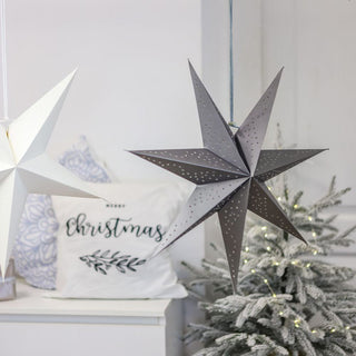 Silver Christmas Star | 7-Pointed Silver Paper Hanging Decoration - 45cm