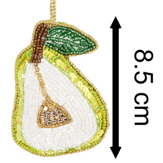 Pear Beaded Christmas Tree Bauble | Colourful Fruit-shaped Tree Ornaments