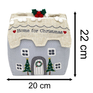 Home for Christmas Cottage Doorstop | Festive Fabric House Door Stop - 21cm