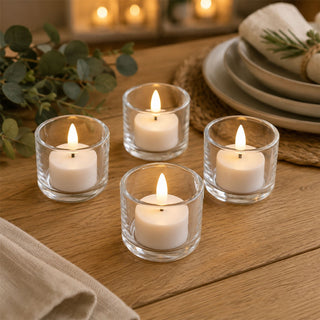 4 LED Rechargeable Tealight Candles and Charger, Rechargeable Flameless Set of 4