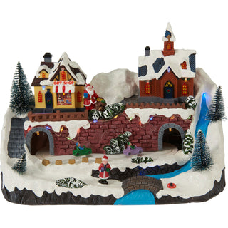 LED Christmas Village with Moving Cars or Skiers, Random Design, 33 cm