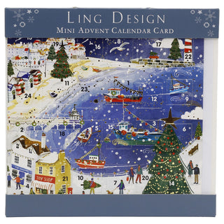 Christmas by the Sea Advent Calendar Greetings Card, 24 Door Seaside Advent