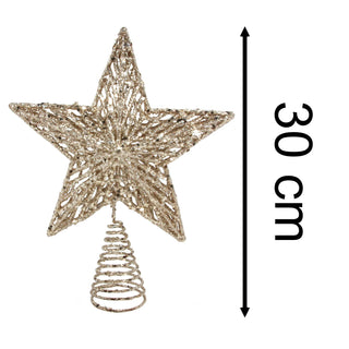 Champagne Gold Star Christmas Tree Topper | Gold Glitter Star Tree Topper - 23cm