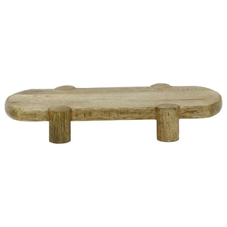 Mango Wood Serving Platter, Natural Raised Cheese Board with Feet 35 x 18 cm