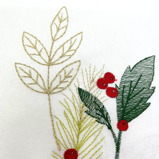 Embroidered Sprigs Christmas Table Runner, Gisela Graham 140cm x 40cm