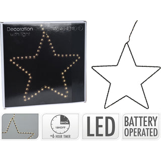 Medium Silhouette LED Christmas Star | 77 LED Star Light Window Decoration - 28cm