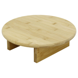 Wooden Raised Round Serving Platter 30cm, Footed Serving Board for Cake & Pastry