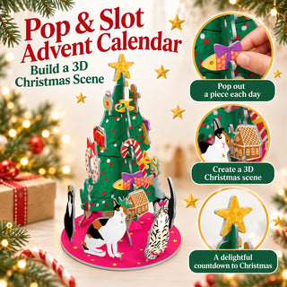 3D Cat Christmas Advent Calendar, Cosy Cat Tree Pop & Slot Petite