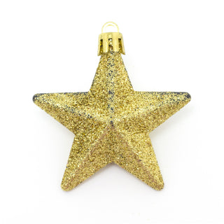 Gold 8 Piece Mini Christmas Star Baubles | Set Of 8 Star Christmas Tree Bauble Decorations | Xmas Tree Baubles Gold Christmas Tree Ornaments