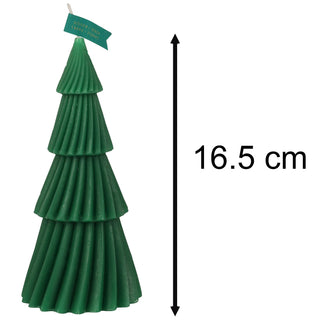 Green Christmas Tree Shaped Candle | Unscented Novelty Xmas Tree Candle - 17cm