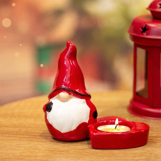 Ceramic Nordic Santa Gonk Tealight Holder Ornament | Gonk Tealight Candle Holder