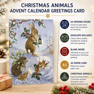Christmas Animals Advent Calendar Greetings Card, A5 24-Door Card