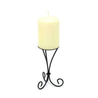 Tall Black Metal Scroll Candle Holder | Pillar Candle Holder Candlestick - 21cm