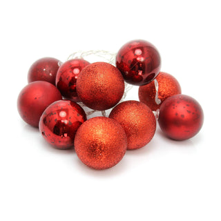 10 Piece LED Red Bauble Ball Garland Light String Chain Christmas Decoration