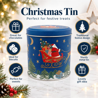 Nostalgia Sleigh Christmas Chocolate Tin 10cm, Gisela Graham Santa Design