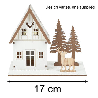 Light Up Wooden Christmas House | LED Winter Scene Ornament Christmas Decoration