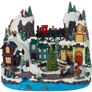 LED Christmas Village Scene with Movement, Animated Tabletop Decoration