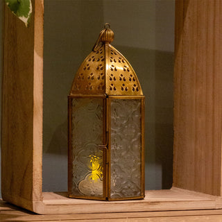 Gold Metal Kasbah Candle Lantern | Moroccan Style Lantern Tealight Holder - 21cm