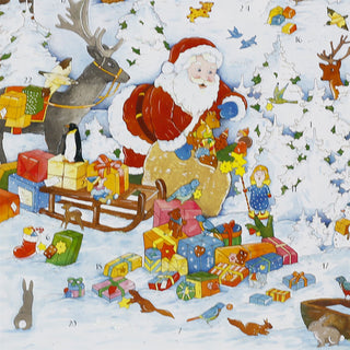 Giving Presents in the Winter Forest Large Christmas Advent Calendar, 38x52cm
