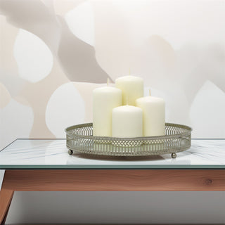 Set of 4 Unscented Ivory Pillar Candles | Long-Burning Candles for Home & Events