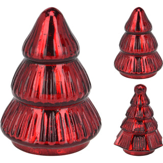 Red Glass Christmas Tree | Freestanding Mottled Red Tree Ornament - 13cm