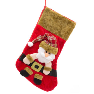 3D Plush Christmas Stocking Xmas Stockings | Festive Adult Christmas Stocking | Kids Christmas Stocking Fireplace Decorations - Santa