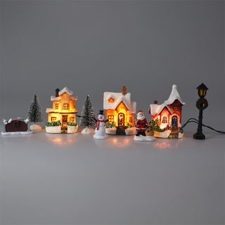 LED Christmas Village Set, 10-Piece Light Up Christmas Street Scene, Warm White