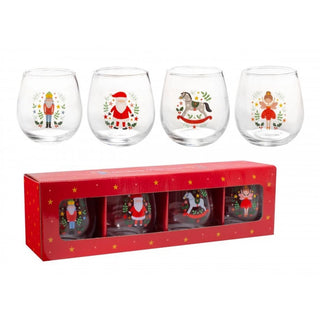 Santa & The Nutcracker Christmas Glasses | Set of 4 Festive Drinks Tumblers