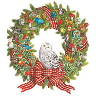 Snowy Owl 3D Christmas Advent Calendar | Christmas Wreath-Shaped Calendar - 33cm