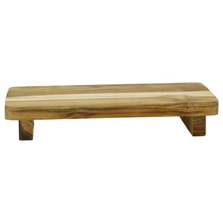 Teakwood Decorative Riser 31.5cm, Footed Natural Wood Display Stand