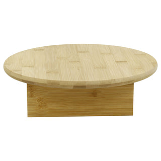 Wooden Raised Round Serving Platter 30cm, Footed Serving Board for Cake & Pastry