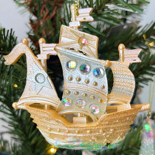 Pirate Ship Christmas Bauble | Nautical Ship Christmas Tree Ornament - 8cm