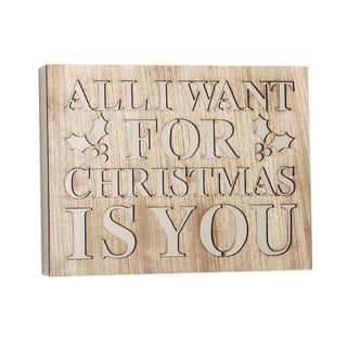 Cut Out Word Phrase Hanging Wooden Christmas Sign Plaque ~ All I Want