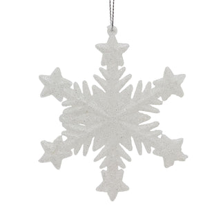 White Snowflake Glitter Bauble | Snowflake Christmas Tree Ornament - 10cm