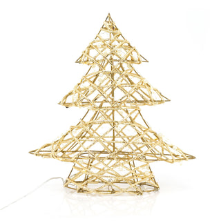 Mini Gold And Pearl Artificial Christmas Tree Light | Xmas Tree Decoration With 20 LED Lights Battery Operated | Christmas Tree Lamp - 30cm