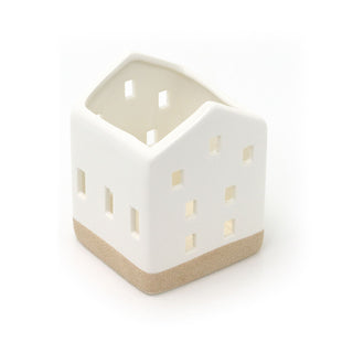 Ceramic House Shaped with Natural Base | Christmas Tealight Candle Holder