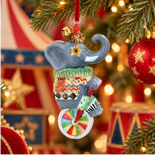 Gold Glitter Circus Elephant Christmas Tree Decoration, Gisela Graham 8cm