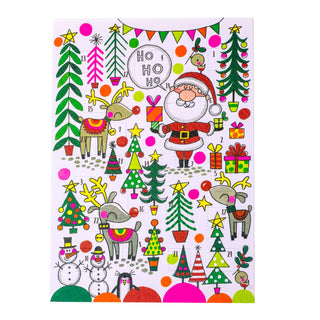 Santa & Reindeer - Christmas Advent Calendar Greetings Card & Envelope