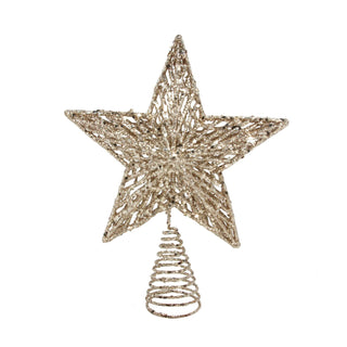 Champagne Gold Star Christmas Tree Topper | Gold Glitter Star Tree Topper - 23cm