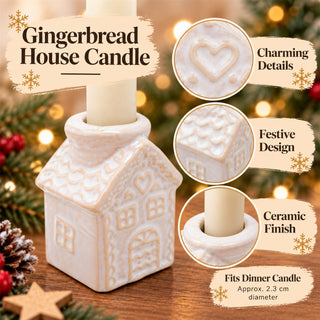 Gingerbread House Christmas Ceramic Candle Holder, Gisela Graham 7cm